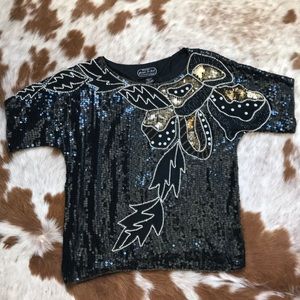 I rage sequin box top with floral detail